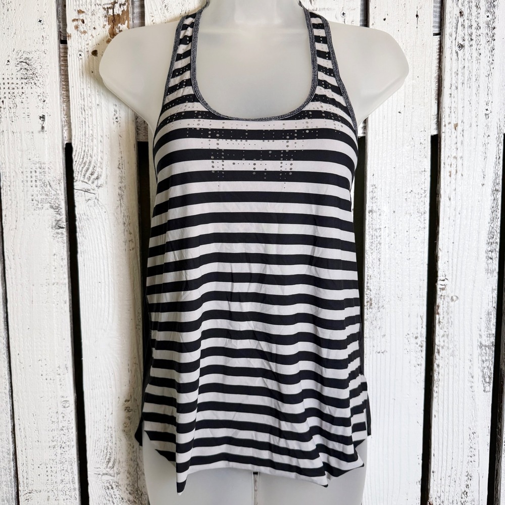 Lululemon‎ Racerback Athletic Tank Top Women Small Black White Gym Yoga Running